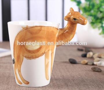 New design for 2016 promotion gift Embossed glaze ceramic cup in Camel shape