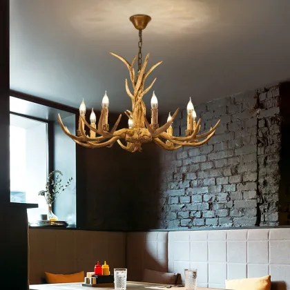 Rustic LED Antique Pendant Lamp: Deer Antler Chandelier