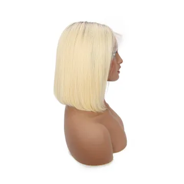Blonde 1B 613 Gold Pink Orange Blue Raw Straight Peruvian Virgin Human Hair Short Color Bob Wig Human Hair Ombre Lace Front Wig