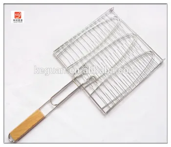 B-027 popular wooden handle stainless steel barbecue grill