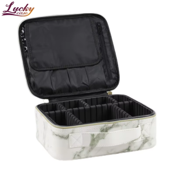 High-End Portable PU Leather Cosmetic Bag with Metal Zipper