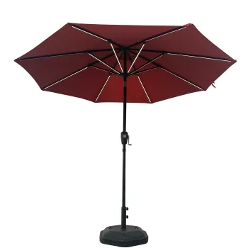 Outdoor Furniture Sunshade LED Lights Umbrella with Solar Panel