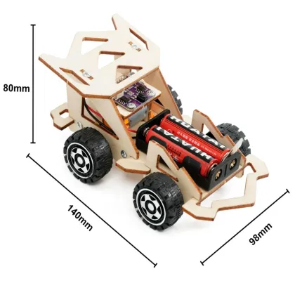 DIY Stem Wooden Educational Science Wireless Remote Control Racing Car Toys