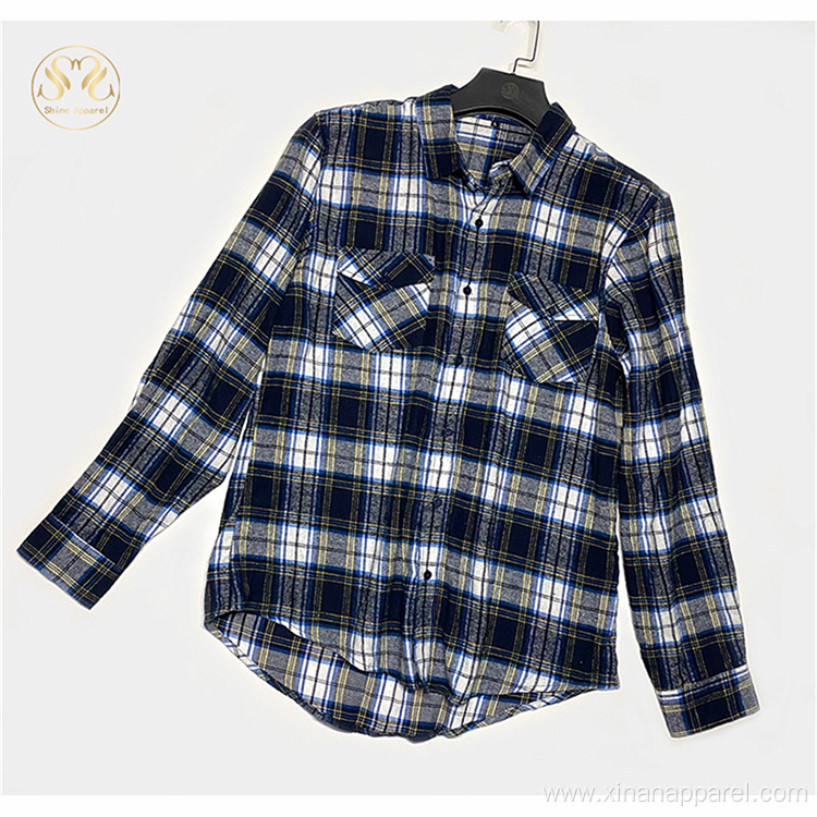 High Quality 100Cotton Twill Plaid Men's Flannel Shirts