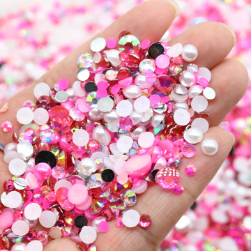Customizable Quantity, Size, and Color Half Round Flat Back Pearls Resin Rhinestones for Handmade DIY Decorations