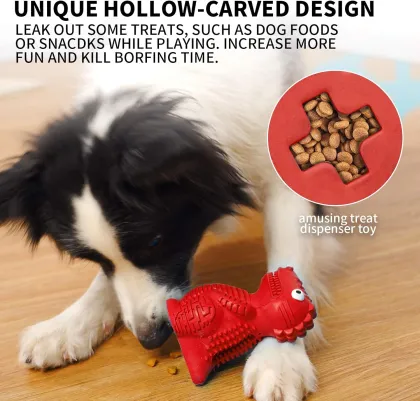 Indestructible Tough Fetch Dog Chew Toys: Durable Rubber Dinosaur Teething Treat Dispensing Puzzle Dog Toy