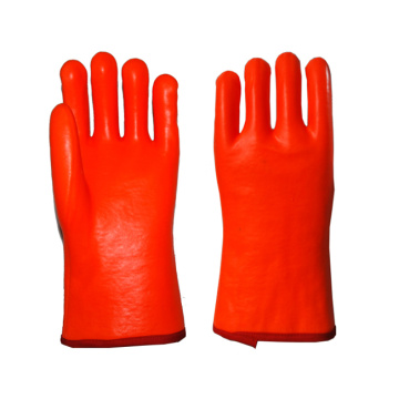 Fluorescent Orange.Smooth Finish Open Cuff PVC Glove