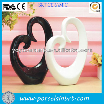white and black love shaped ceramic islamic wedding decorations