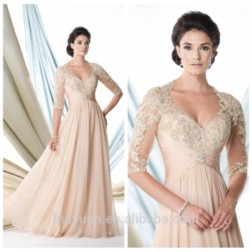 2015 latest fashion design long sleeve lace evening dress