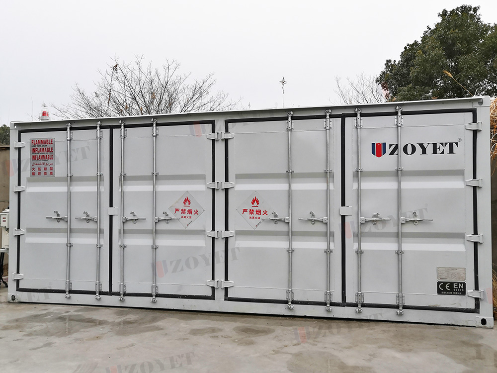 Outdoor chemical storage buildings of fireproof material