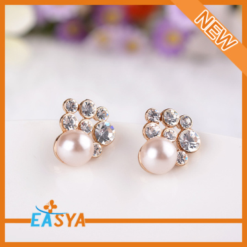 New Arrival Crystal Pearl Gold Foot Stud Earring Wholesale