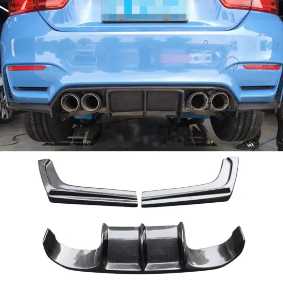 Carbon Fiber Rear Bumper Lip Splitter for BMW 3 Series F30 with AN M3 Bumper Upgrade V Style Rear Diffuser