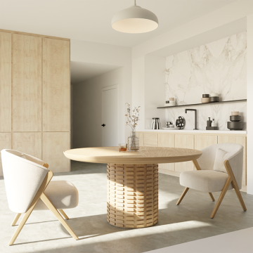 Mrs. Wood's Antique-Style Recycled Pine Round Dining Table Set with 4 Chairs - Wooden Material