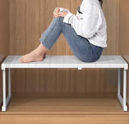 Closet Tension Shelf - Adjustable Metal Storage Rack Organizer