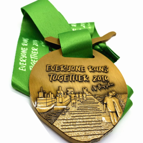 Personalized custom football club award medal with ribbon