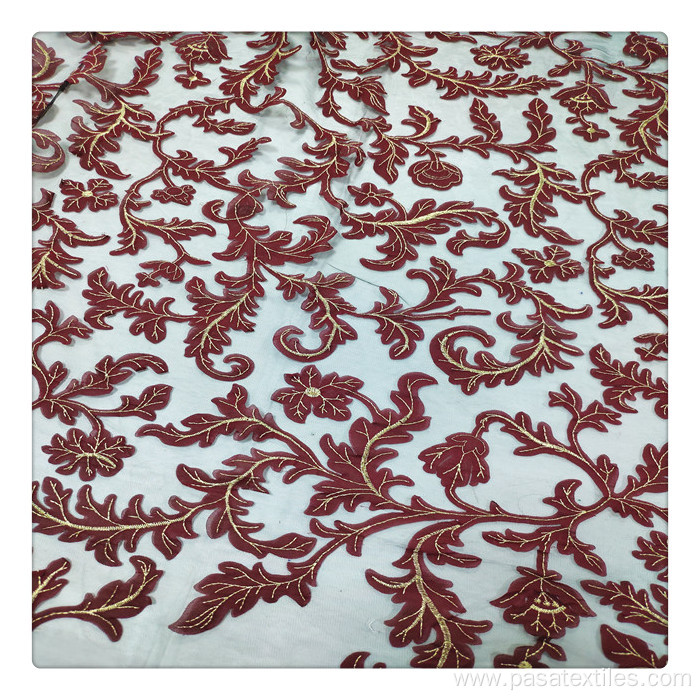 seoul korea embroidery fabrics fancy all over bridal mesh lace fabric 3D patch embroidery fabric