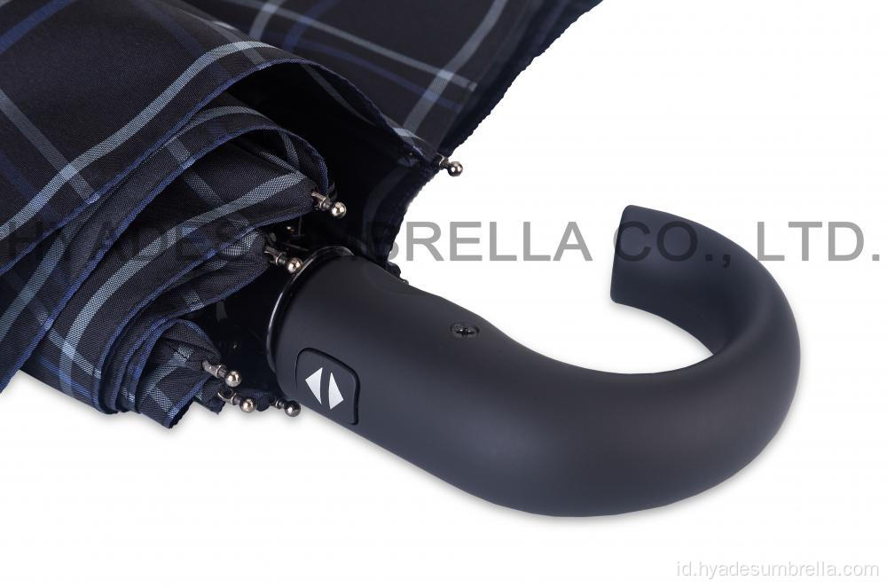 Periksa Tahan Angin Cetak Mens Folding Umbrella