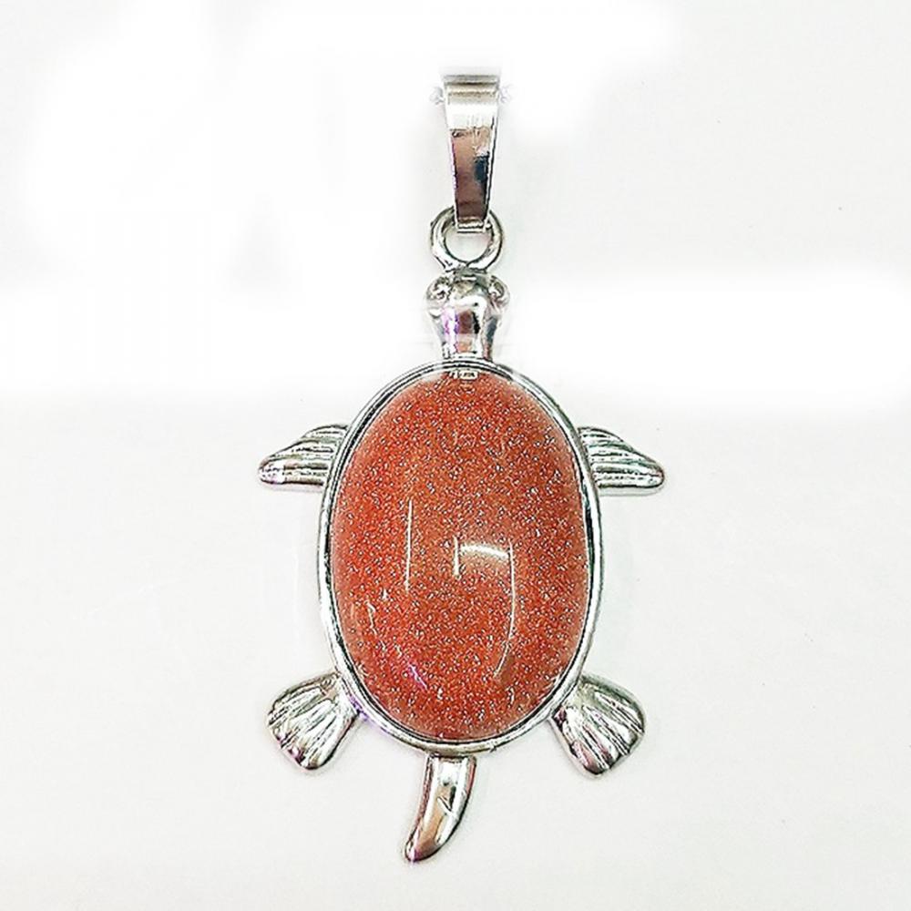 Pendentif à breloques tortue en pierre précieuse naturelle en argent pour collier de bijoux pour hommes et femmes