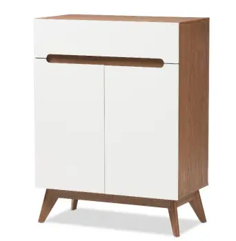 White and Walnut Unique Stylish Shoe Rack Furniture