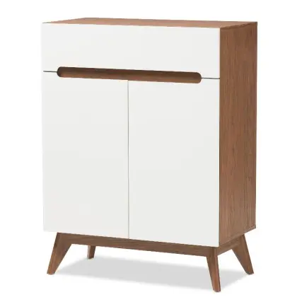 White and Walnut Unique Stylish Shoe Rack Furniture