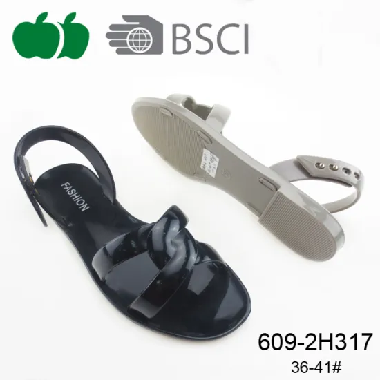 High Quality Fashion Fancy Ladies Flat Pvc Jelly Sandals