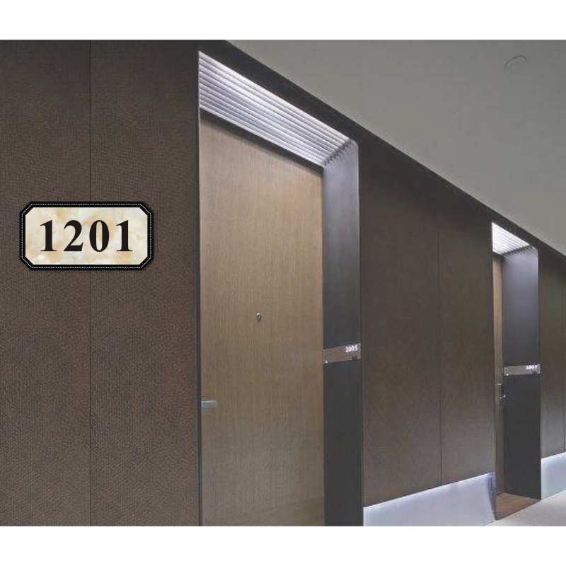 3 Numbers door plate number customized retro style Wood Like Acrylic Gate Number stickers Apartment Hotel house door address