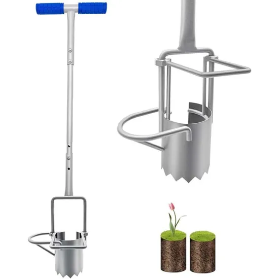Professional Heavy Duty Carbon Steel Bulb Planter: Stand-up Garden Tool with Long Handle for Efficient Extraction