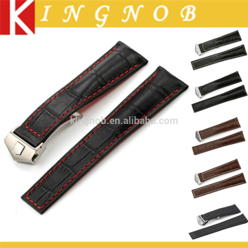 2016 Newest High Quality Handmade Calf Leather Watch Strap Deployment Buckle For TAG Watch Band