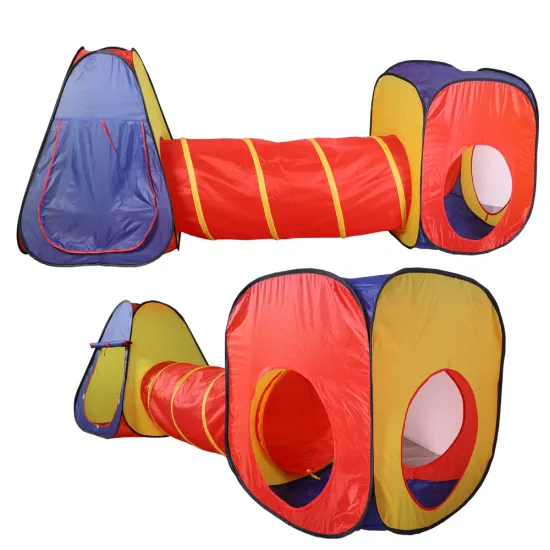polyester tricolor folding tunnel tent play kids house