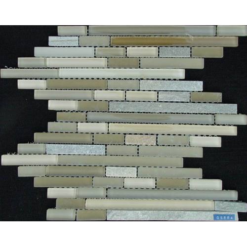 Gray Strip Glass Mixed Marble Decoration Mosaic