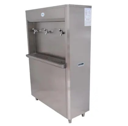 Stainless Steel Commercial Water Cooler with Freestanding Three Taps