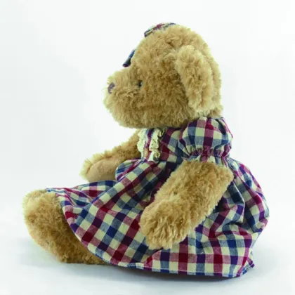 Hot Sales En71 Standard England Style Checked Skirt Plush Teddy Bear