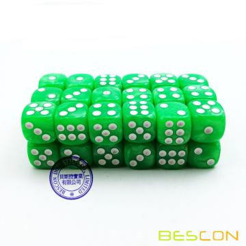 Bescon 12mm 6-seitige Würfel 36 in Ziegelbox, 12mm Sechsseitige Würfel (36) Würfelblock, Marmor Gras