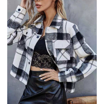 Women's Plaid Cropped Patchwork Jacket