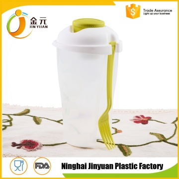 Plastic Salad Cup Set Keep Fresh Salad Dressing Mixer Shaker Bottle with Fork