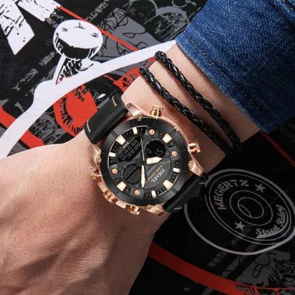 New Fashion Brand SMAEL Men Watch Leather Strap