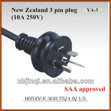New Zealand power plug 10A 250V (SAA approved)