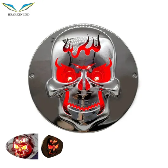 4 Inch Strobe Red Amber Round Rear Brake Light with Skull Cover for Truck Trailer