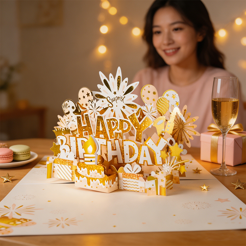 luxury birthday pop up card