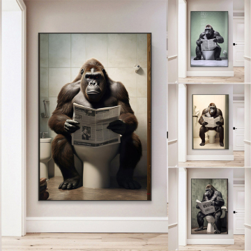 Poster moderno di gorilla gol di gorilla - arte murale di tela animale