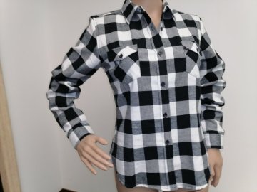 Warm cotton y/d check flannel long sleeves blouse