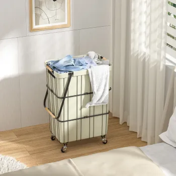 WIREKING Foldable Kid Toy Storage Basket with Wheels