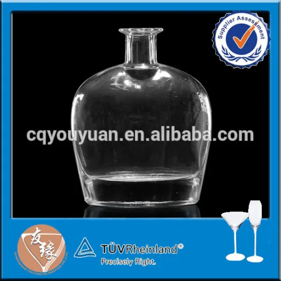 Crystal clear 500ml xo glass bottle/gin glass bottle