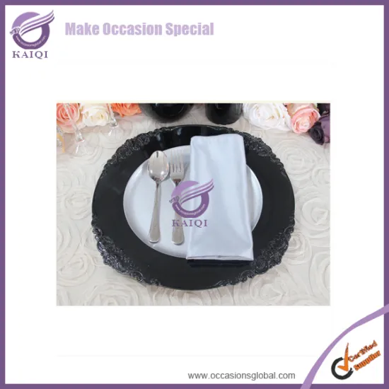 Cheap Rim Square / Round In Black 8 7/8" Glass/Ceramic Dish Charger Plates