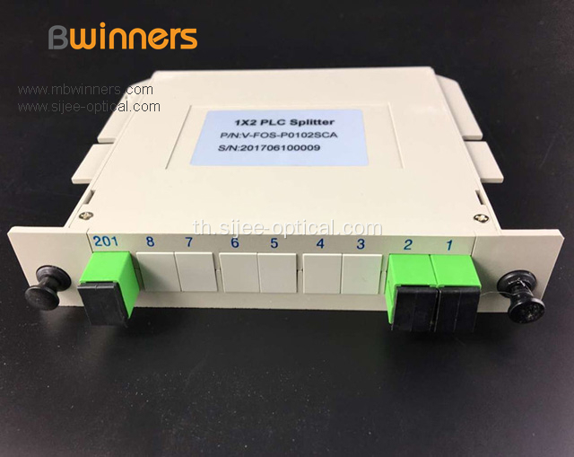 1X2 แยกประเภทไฟเบอร์ออปติก Splitter พร้อมตัวเชื่อมต่อ SC / APC