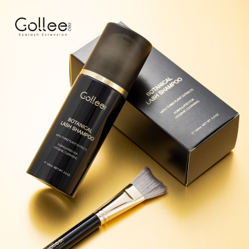 Gollee Lash Foam Cleanser Concentrate and Makeup Remover Kit with Fan and Brush - Pink Sensitive Eyelash Shampoo