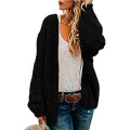 Womens Open Front Long Sleeve Chunky Knit Cardigan