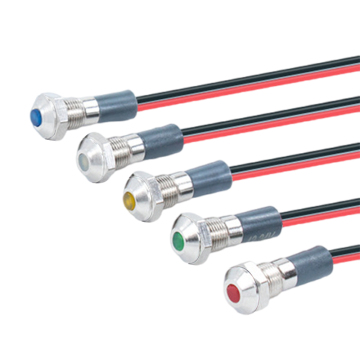 6mm -16mm LEDメタルインジケーターライト-150mmケーブル付き12V/24V/220V防水パイロットランプ（赤/緑/青/白）