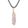 Clear Crystal Hexagonal Pointed( 8x32mm) Pendant Wrapped Gold Wire Necklace 45cm Black Cord