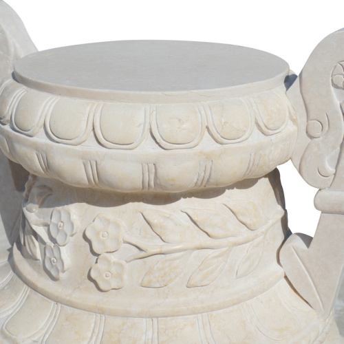 Antique Carved Stone Urn Pair Ornate Relief Garden